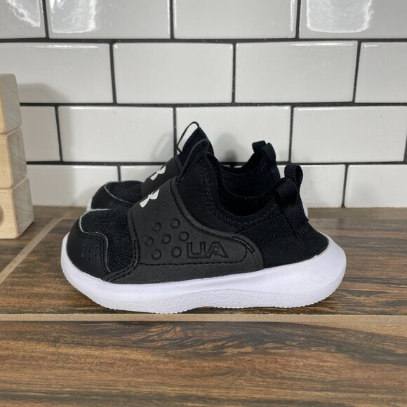 Under Armour BINF Runplay Toddler Boys Size 7K Shoes Black Slip On Sneakers - Picture 1 of 13
